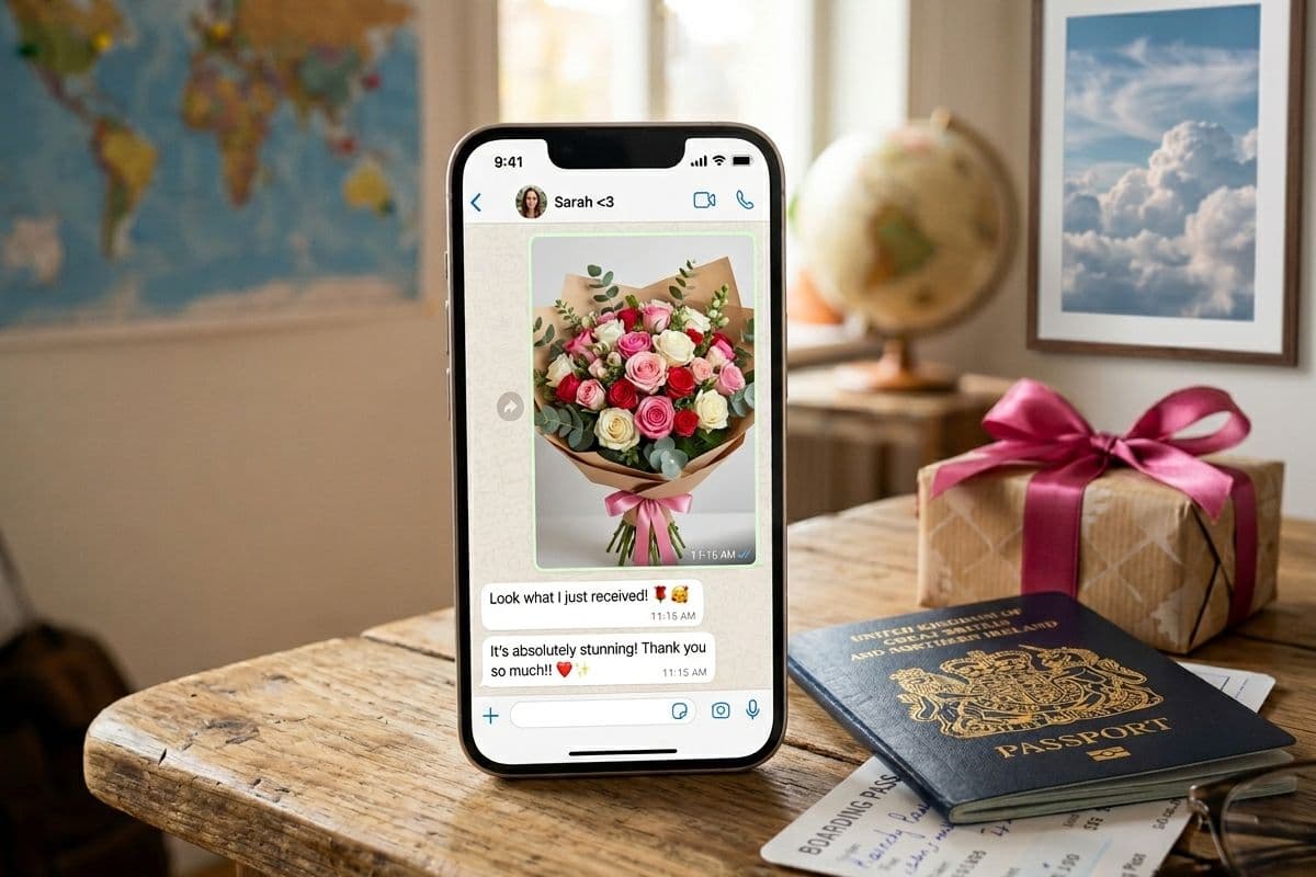 Overseas Pakistani sending flowers to Lahore via WhatsApp — Bloom & Beyond diaspora delivery