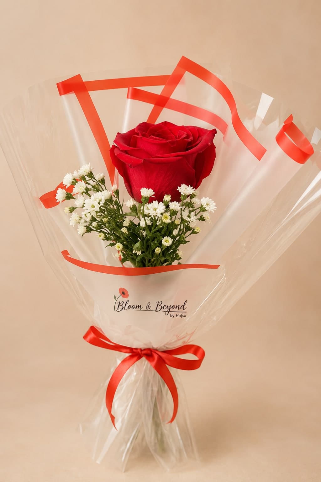Single Red Rose with Daisies — Handcrafted by Bloom & Beyond