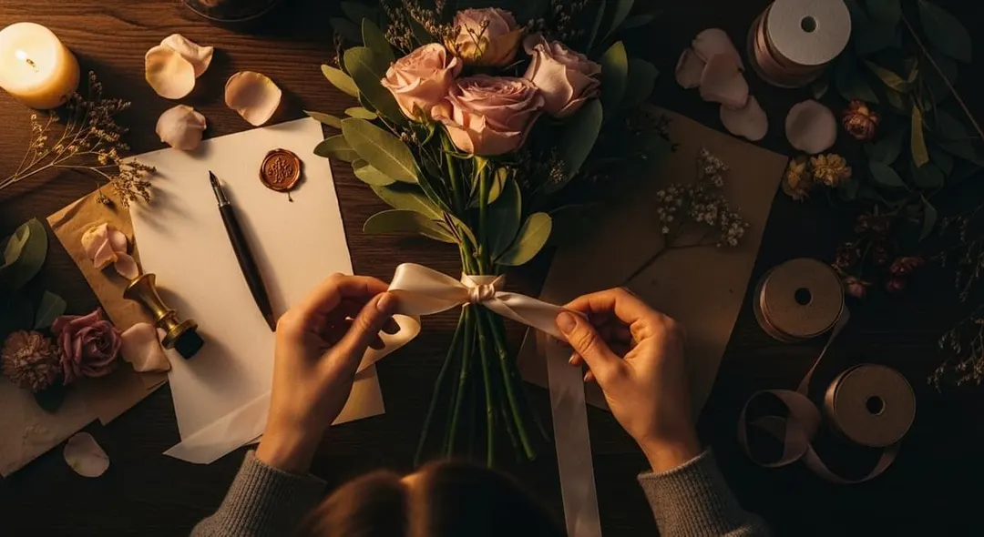 Bloom & Beyond studio in Lahore — where Hafsa Imran handcrafts flower bouquets, Nikkah cards, and gift boxes