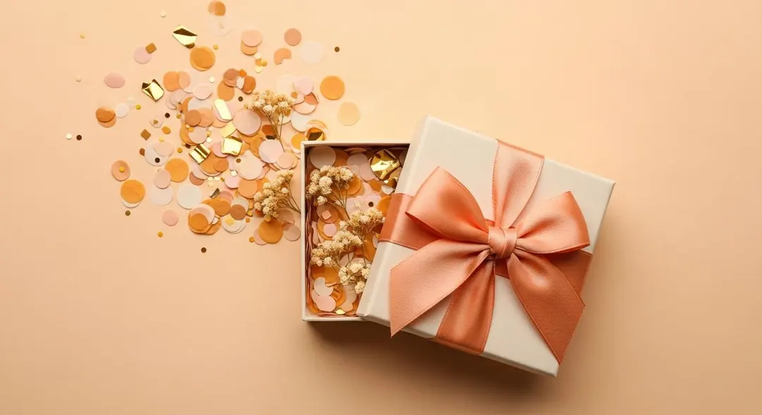 Curated gift box with flowers and confetti — gift hampers by Bloom & Beyond Lahore