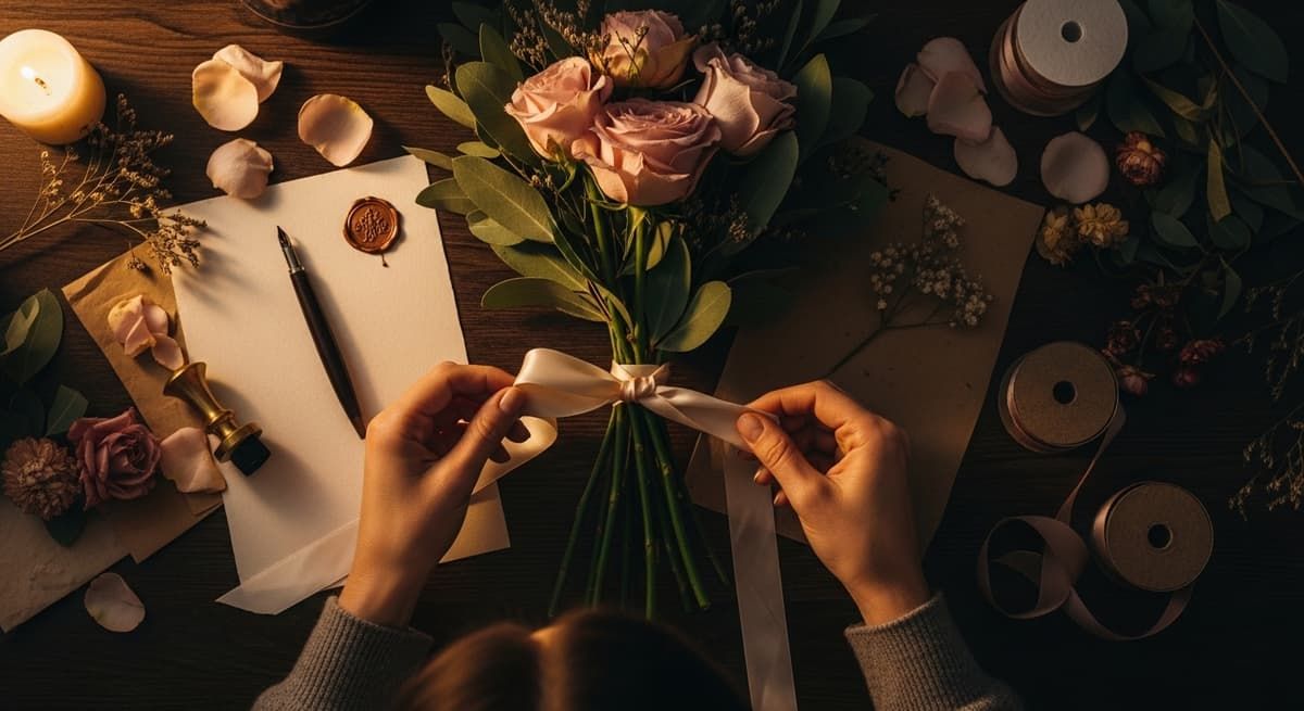 Bloom & Beyond studio in Lahore — where Hafsa Imran handcrafts flower bouquets, Nikkah cards, and gift boxes