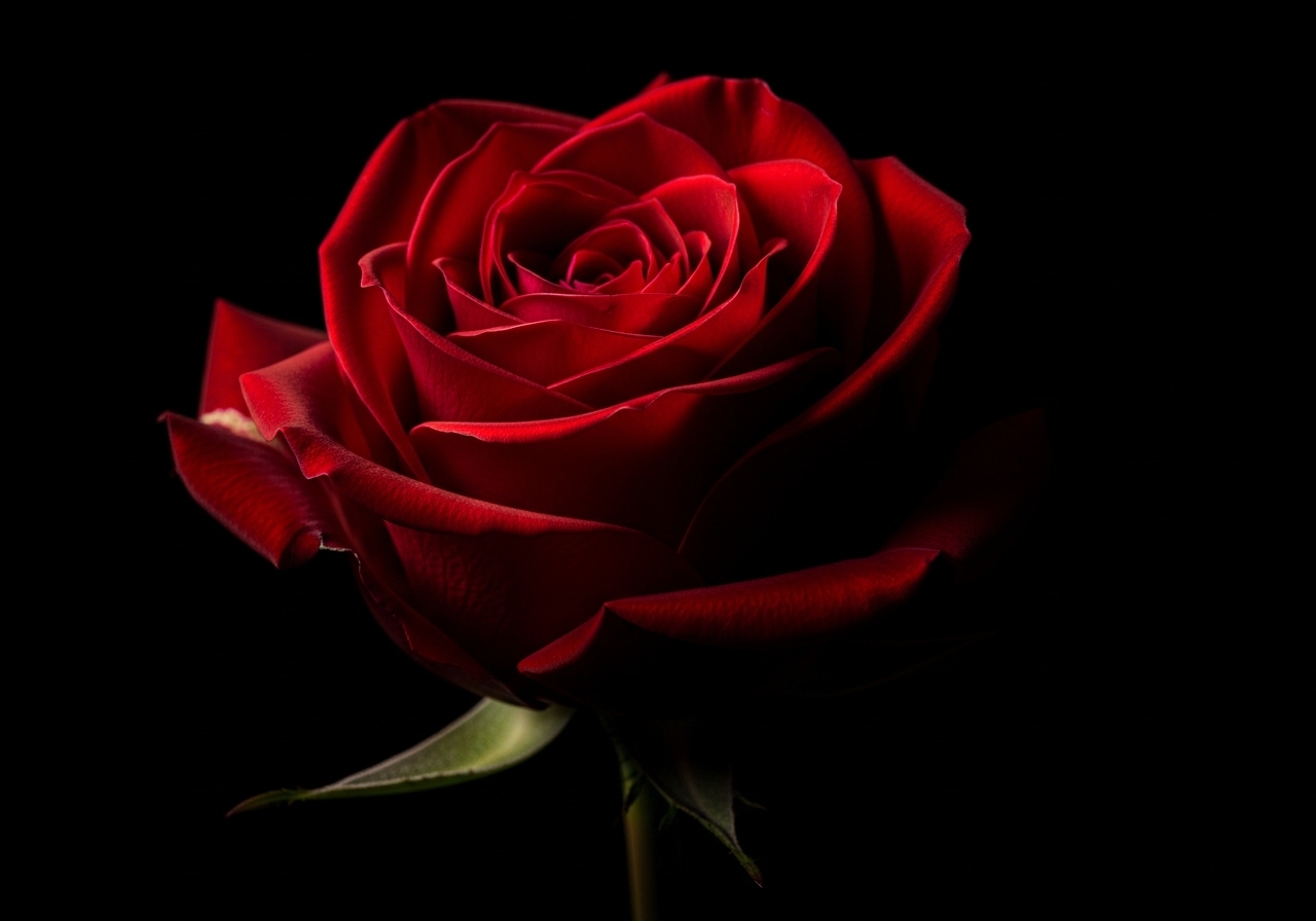 Deep red rose on black background — Bloom & Beyond by Hafsa, handcrafted flowers Lahore