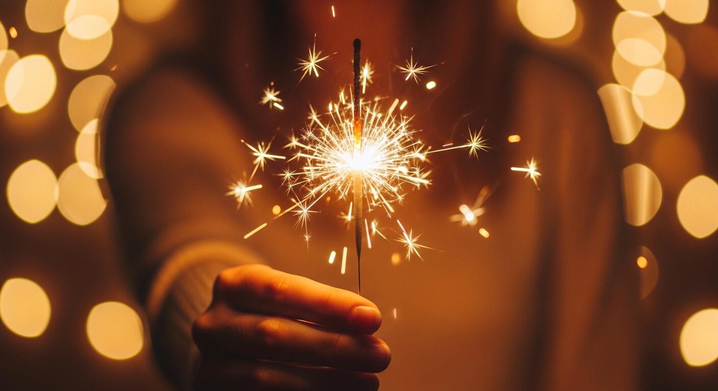 Hand holding a lit sparkler — birthday gifts by Bloom & Beyond