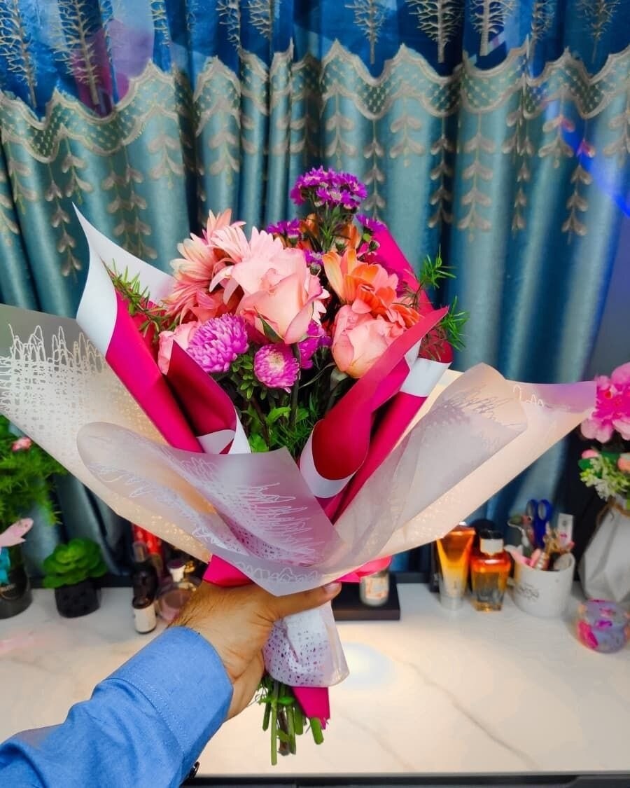Colourful mixed flower bouquet for birthday delivery in Lahore by Bloom & Beyond